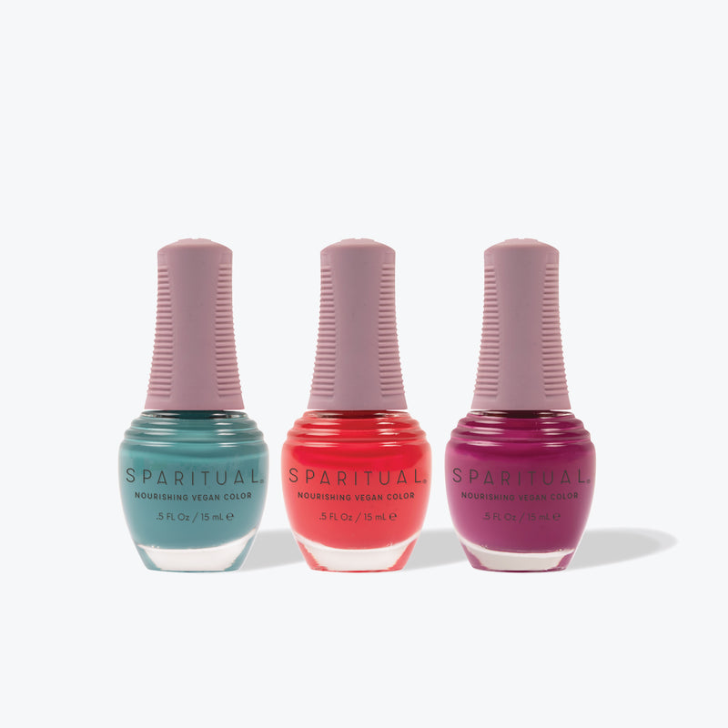 SpaRitual Vegan Nail Polish Colour Trio Pack - Healing Laughter, Authentic Beauty, In the Flow