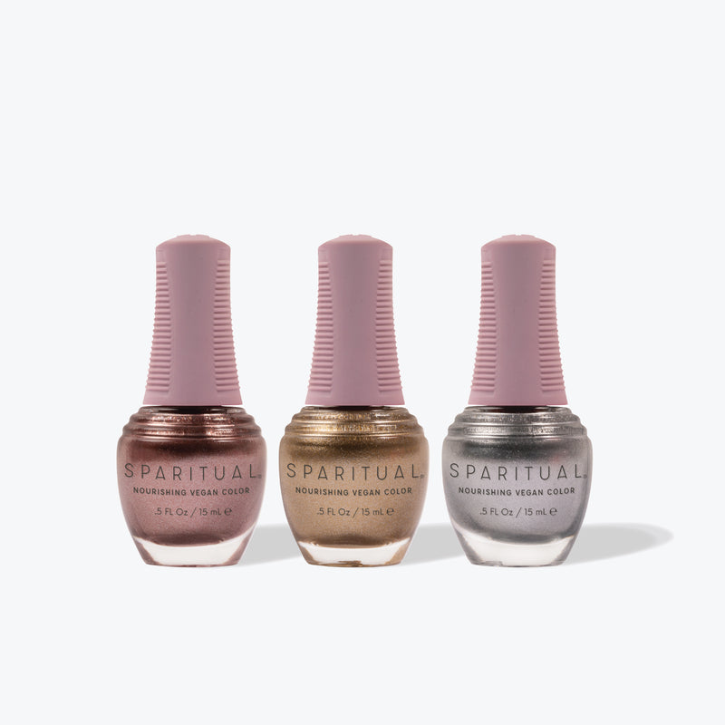 SpaRitual Vegan Nail Polish Colour Trio Pack - First Light, Golden Thread, Shape Shifter