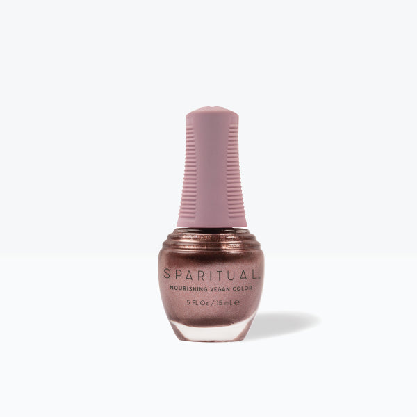 SpaRitual Nourishing Lacquer Nail Polish - First Light - Rose Gold Shimmer Bottle