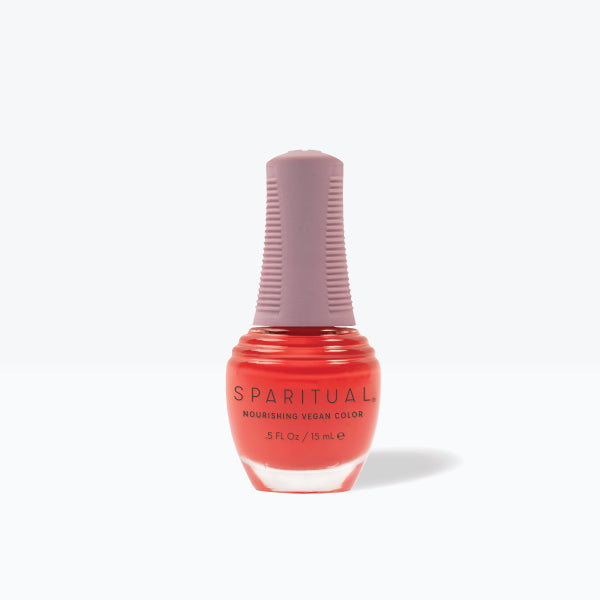 SpaRitual Nourishing Lacquer Nail Polish - Optimistic - Bright Orange Coral Creme Bottle
