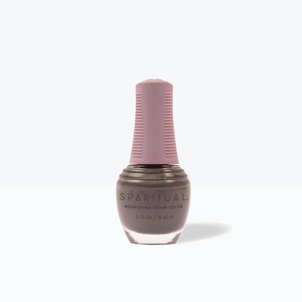 SpaRitual Nourishing Lacquer Nail Polish - Present - Warm Grey With Pink Shimmer Bottle